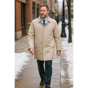 Vintage 70s London Fog Polar Plus Men’s 42L Beige Trench Coat Removable Liner